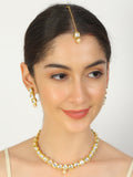 Handcrafted Kundan necklace with Earrings & Maang tikka
