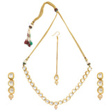 Handcrafted Kundan necklace with Earrings & Maang tikka