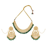 Gold toned Kundan Necklace with pair of Earrings