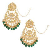 Gold toned Kundan Necklace with pair of Earrings