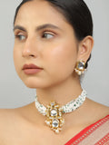 Pearl beaded Kundan Choker Necklace with Earrings