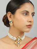Pearl beaded Kundan Choker Necklace with Earrings