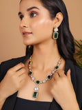 Royal Emerald  Moissanite Polki Necklace Set