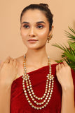 Two layered Kundan flower Embossed Necklace Set