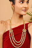Two layered Kundan flower Embossed Necklace Set