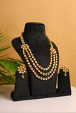 Two layered Kundan flower Embossed Necklace Set