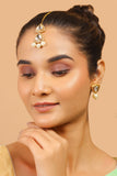 Handcrafted Kundan Polki Earrings & Maang Tikka Set