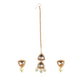 Handcrafted Kundan Polki Earrings & Maang Tikka Set