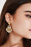 Kundan Polki Drop Earrings with pearls