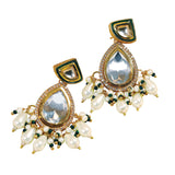 Kundan Polki Drop Earrings with pearls