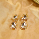 Handcrafted Triangular Kundan Polki Drop Earrings