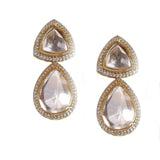 Handcrafted Triangular Kundan Polki Drop Earrings