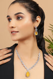 Yellow Silver Plated American Diamond Necklace Set