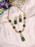 Royal Emerald  Moissanite Polki Necklace Set