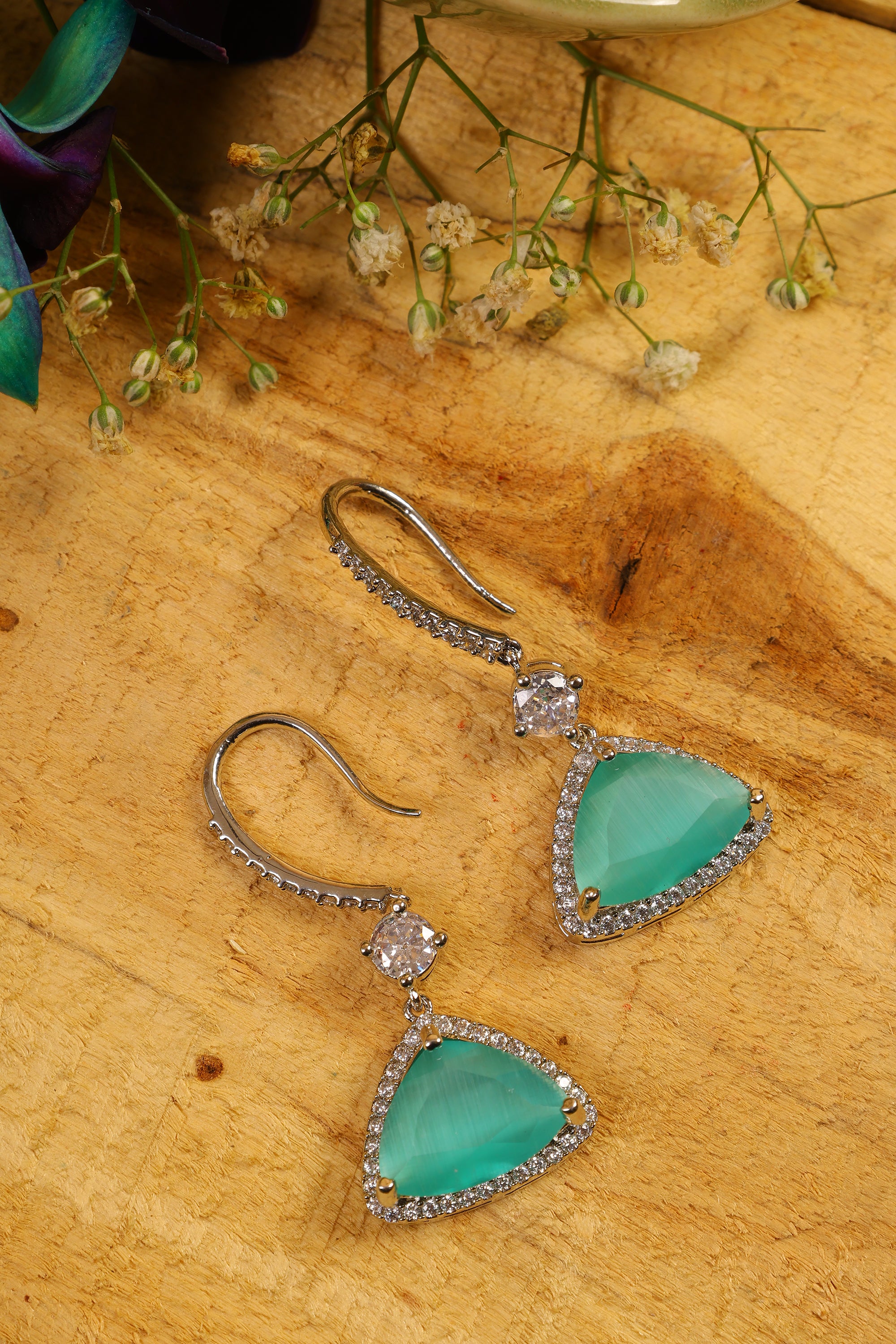 Green American Diamond Earrings