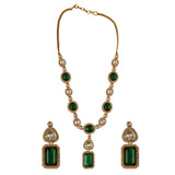 Royal Emerald Uncut Polki Necklace Set