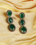 Emerald Studded Earrings with black rhodium polish
