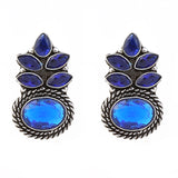 Blue stone studded German Silver Earrings