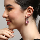 Pink American diamond tear drop Earrings