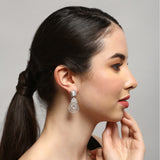 Silver-Toned Contemporary Drop Earrings
