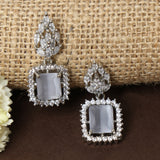 Grey silver Plated Square Studs American Diamond Earring