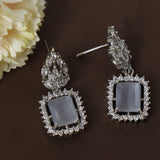 Grey silver Plated Square Studs American Diamond Earring