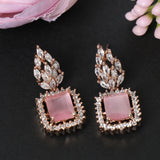 Silver Gold-Plated Pink Stud American Diamond Earrings