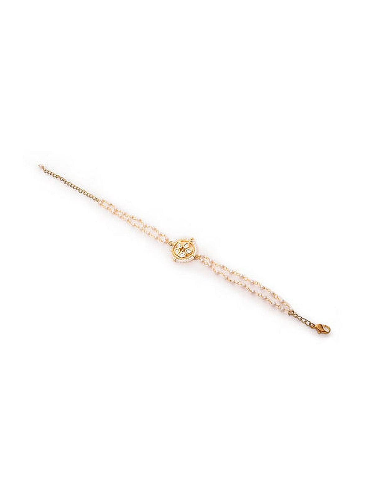 Classic Gold Tone Kundan Inspired Pearl Bracelet