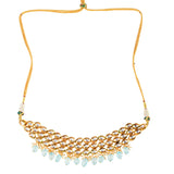 Blue Gold Tone Kundan Beaded Choker Necklace