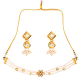 White Gold tone Kundan onyx Choker necklace with earrings