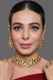 Gold Tone Kundan Inspired Necklace with Earrings