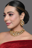 Gold Tone Kundan Inspired Necklace with Earrings