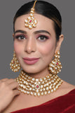 Handcrafted maharani Kundan necklace with earrings & Maang Tikka