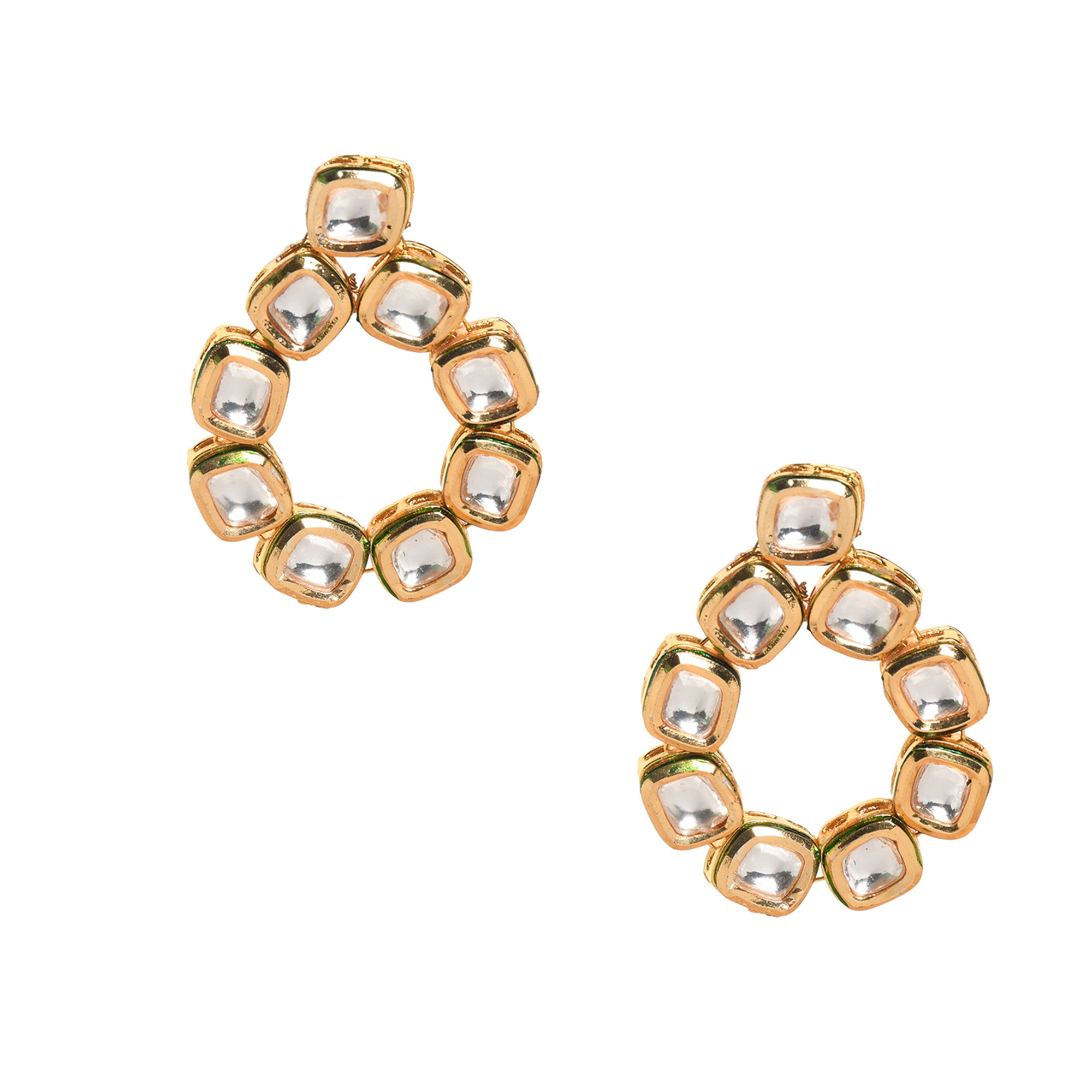 Gold Tone Handcrafted Kundan Earrings