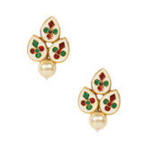 Gold toned Kundan earrings with pearls