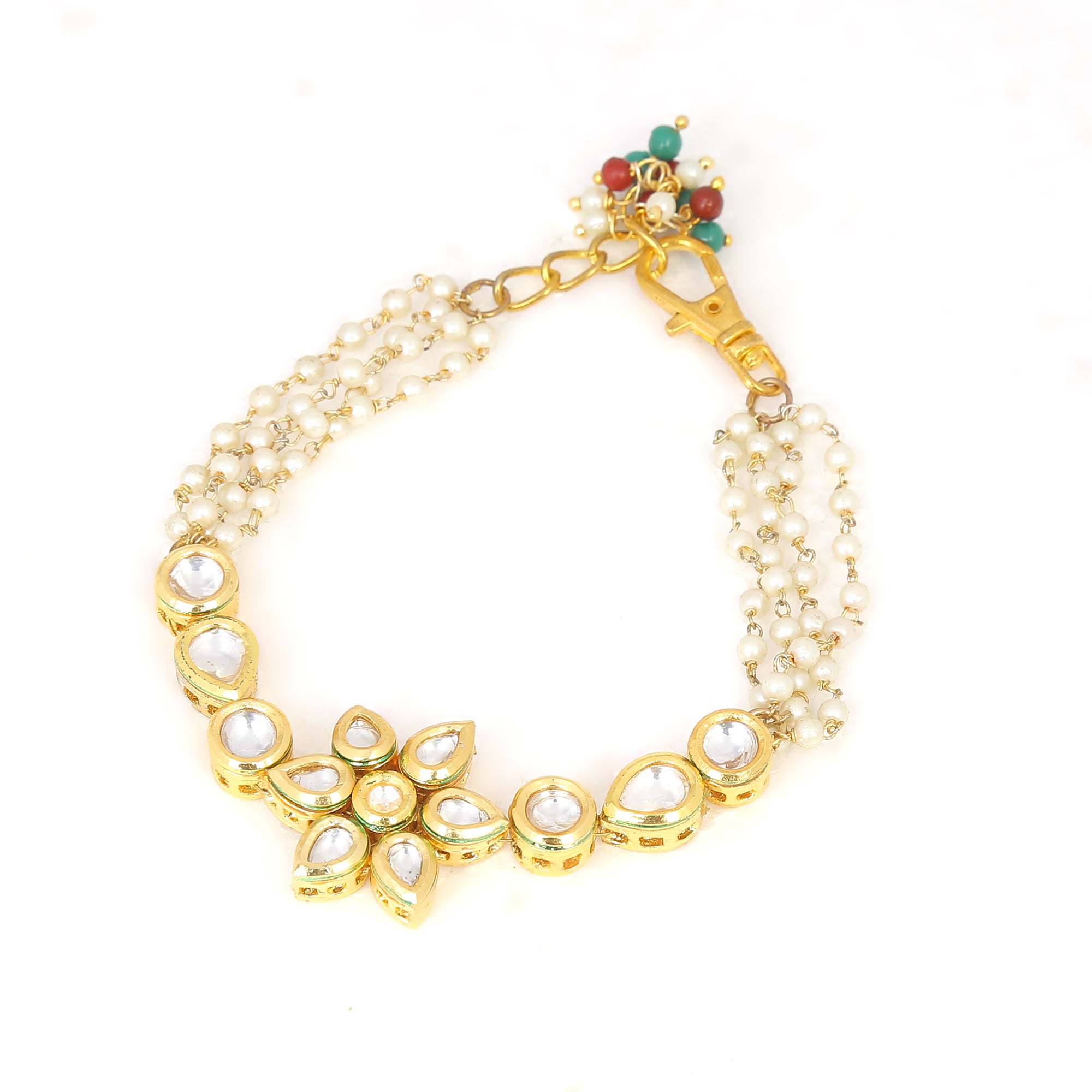 Kundan Gold Polish Silver Bracelet Size 24 Openable  aham jewellery   handcrafted silver jewellery