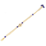 Blue White Gold Tone Kundan Bracelet