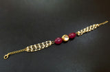 Ruby Gold tone Kundan inspired Pearl Bracelet