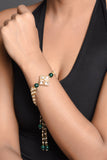 Green White Gold Tone Kundan Bracelet