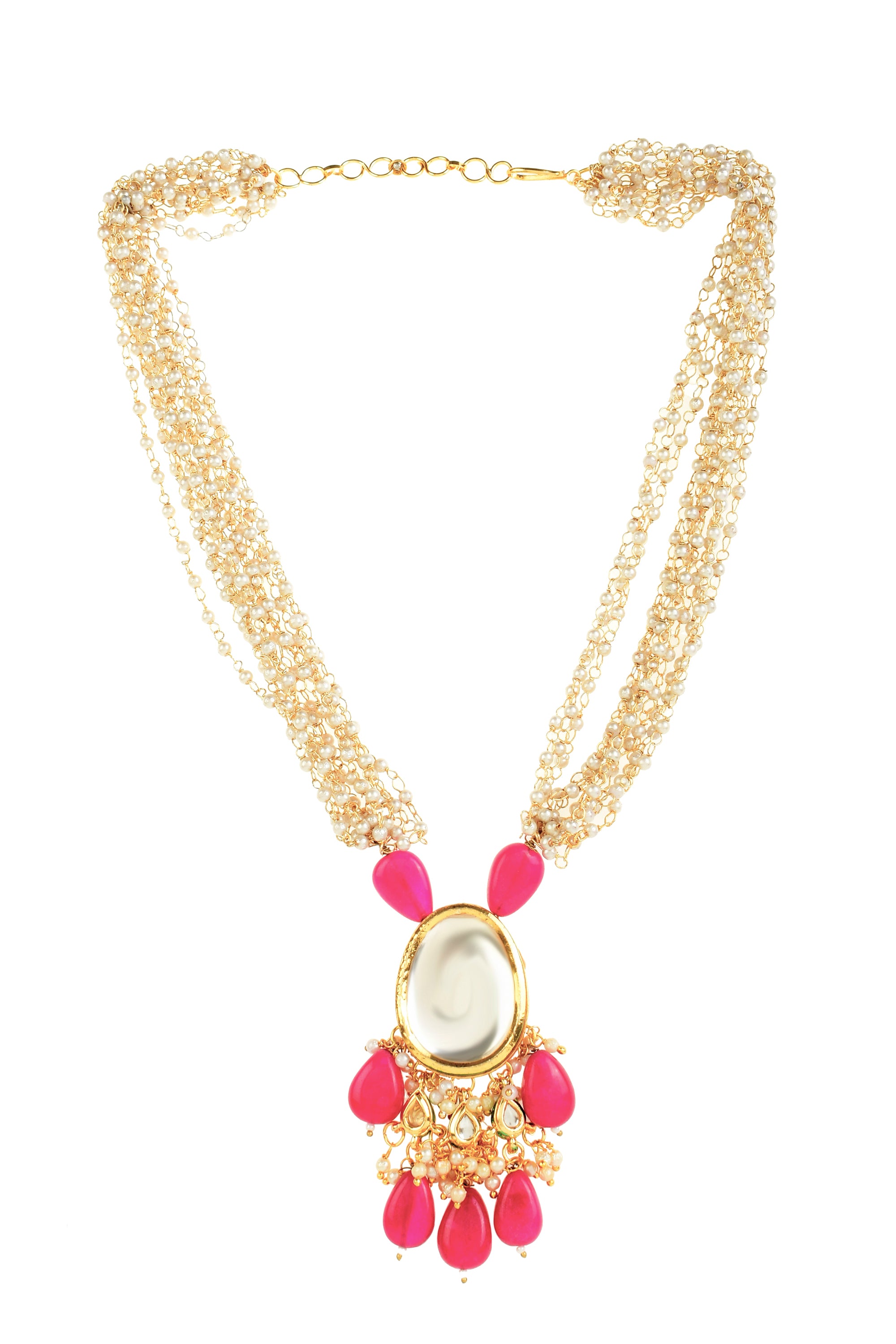 Ruby beaded Kundan necklace with earrings