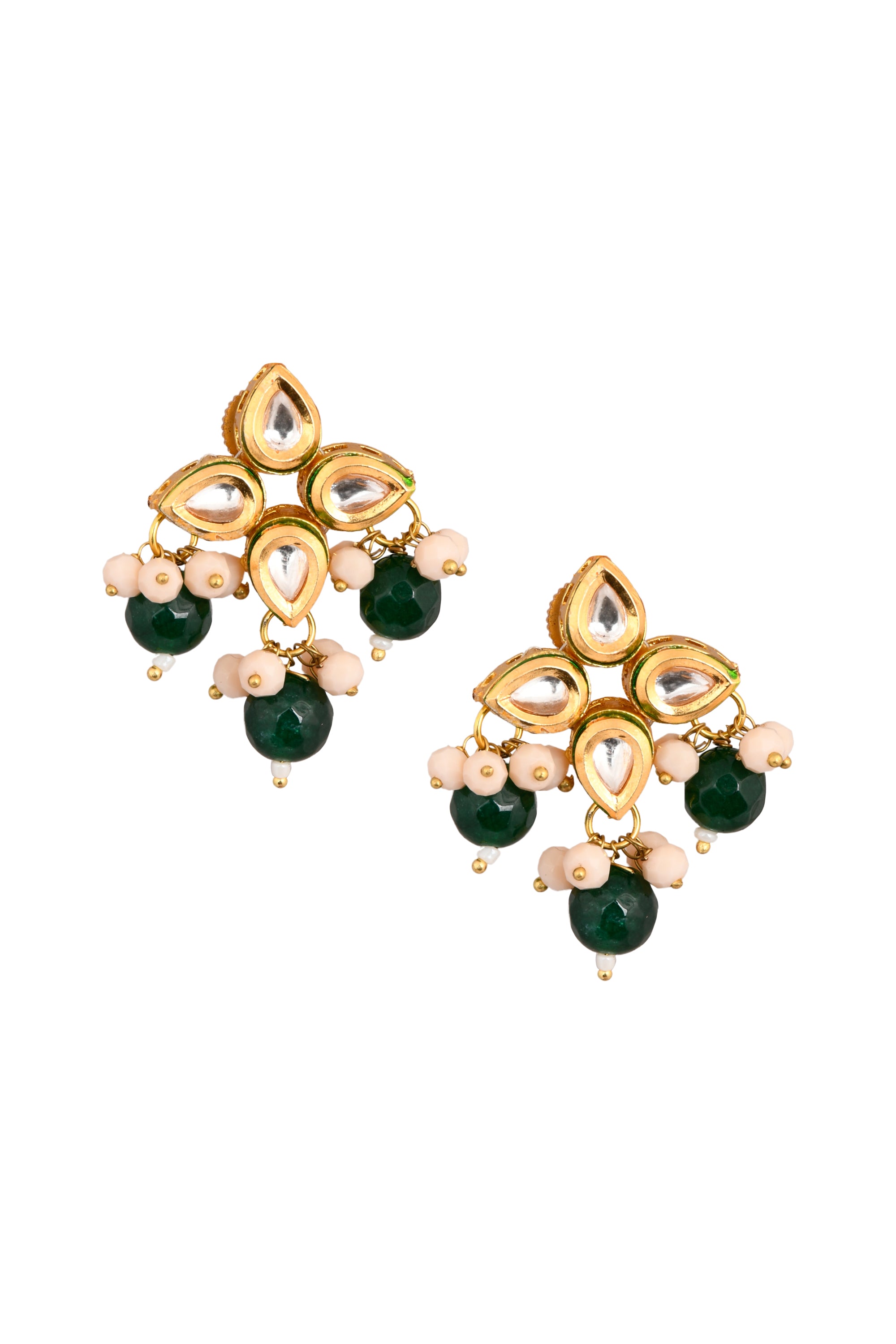 Green beaded Kundan inspired earrings