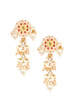 Gold tone Pearl beaded kundan contemporary earrings