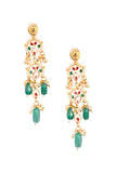 Emerald beaded Kundan contemporary earrings