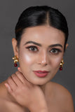 Classic Ruby beaded Gold Tone Kundan Inspired earrings
