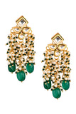 Green & Pearl beaded tassle earrings